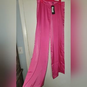 Pink satin trousers